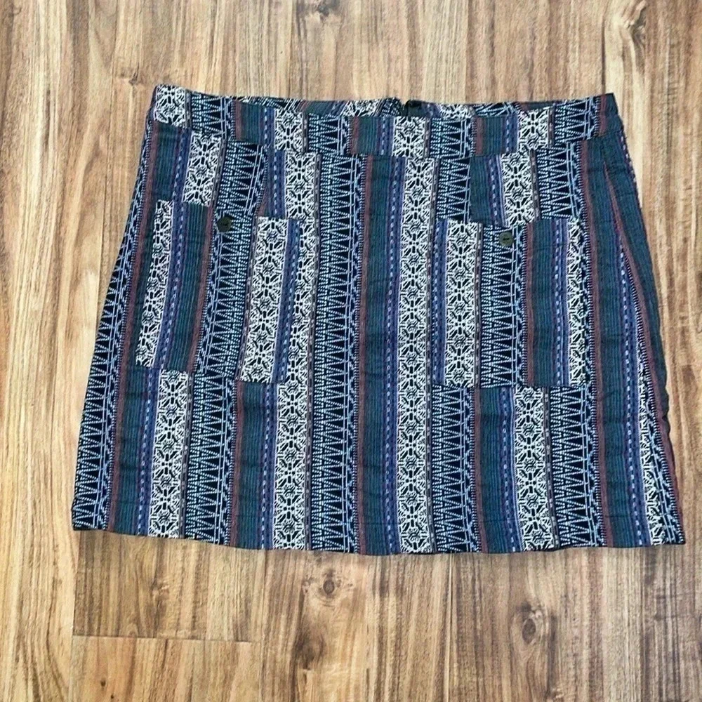 Simply Noelle womens large skirt mini boho stretch tapestry western pockets blue